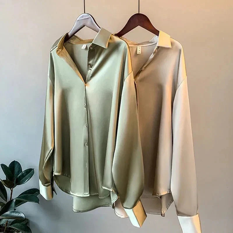 Stilvolle Satin Damenbluse - Elina