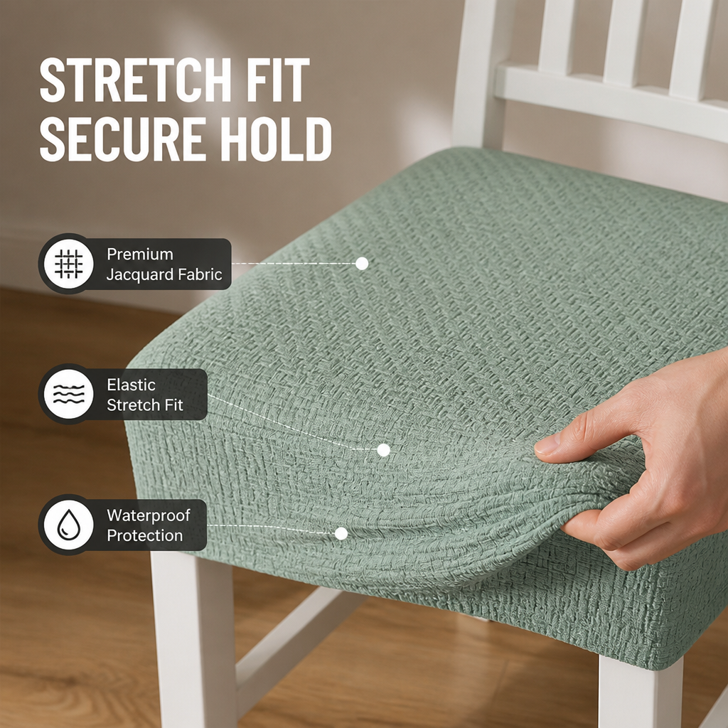 Waterproof Stretch Woven Chair Covers, Slip-Resistant Jacquard Polyester 3