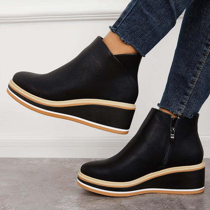 Trendige Damen Stiefeletten mit Reißverschluss und Plateau - Alessia