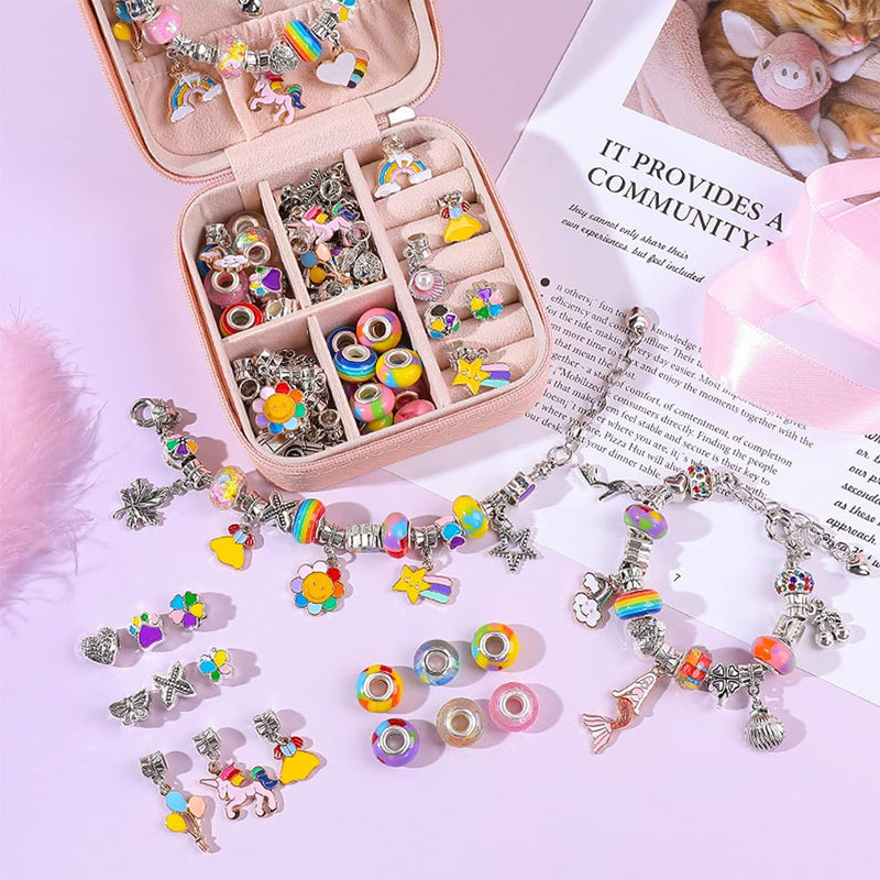 DIY-Armband Bastelset für Kinder mit Perlen, Anhängern & Geschenkbox