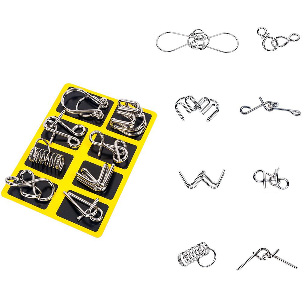 Metallpuzzle-Set, 12-teilig, silber, Gehirntraining, Logikspiel, Denkspiel, Geschenkidee.