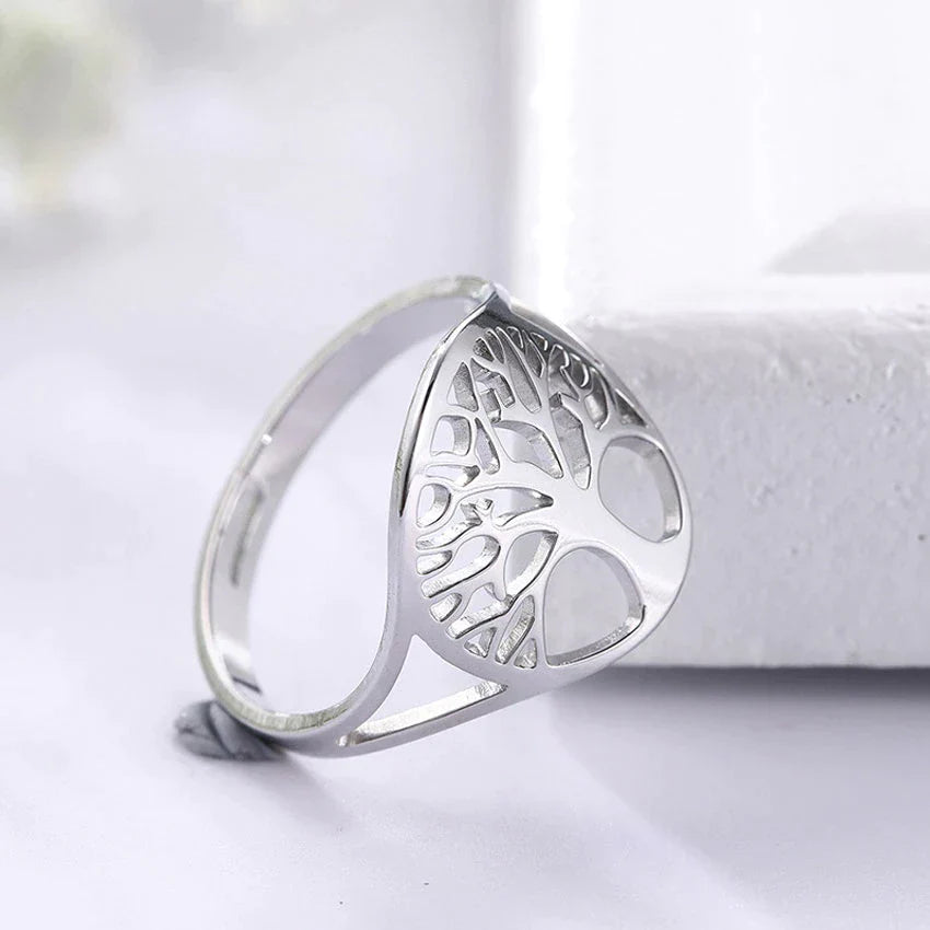 Silberring mit Lebensbaum-Design, filigran, Damenring, Schmuck, Geschenkidee, elegant