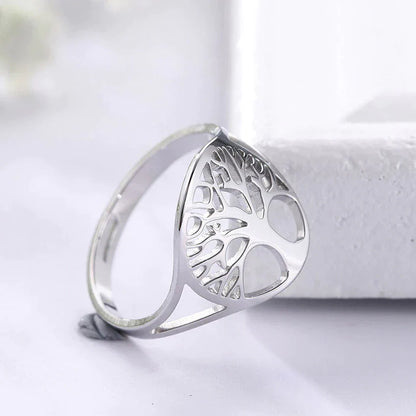 Silberring mit Lebensbaum-Design, filigran, Damenring, Schmuck, Geschenkidee, elegant