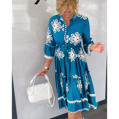 Modisches Kleid mit Blumenmuster und 3/4-Ärmeln – Elin