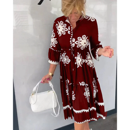 Modisches Kleid mit Blumenmuster und 3/4-Ärmeln – Elin