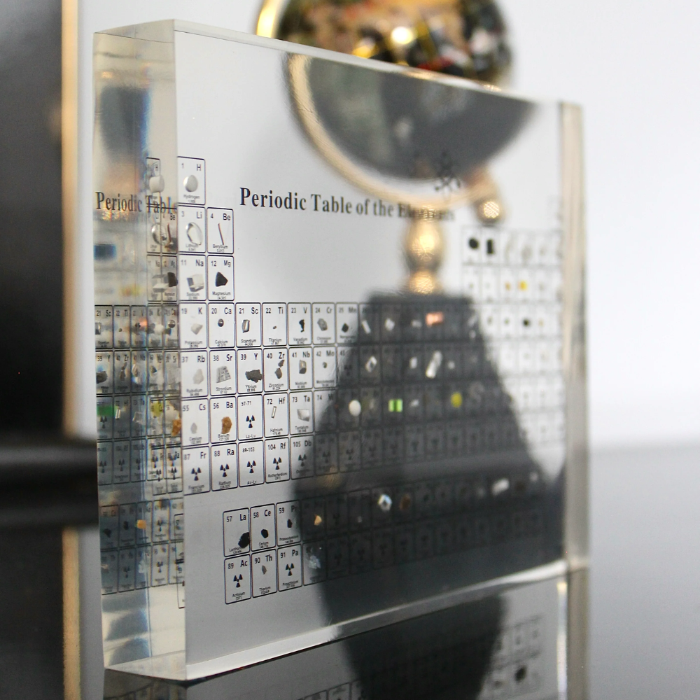 Acrylblock mit Periodensystem, transparent, dekorativ, wissenschaftliches Geschenk, Tischdekoration.