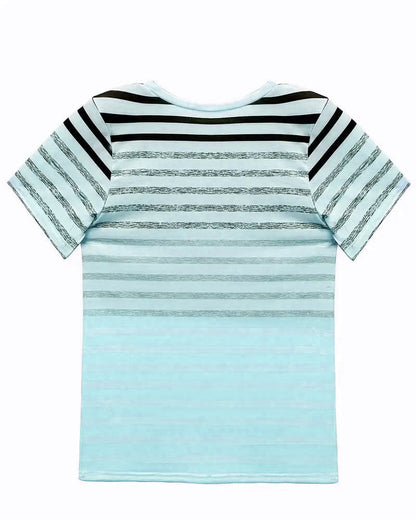 Gestreiftes Damen T-Shirt mit Rundhalsausschnitt & Farbverlauf – Melia
