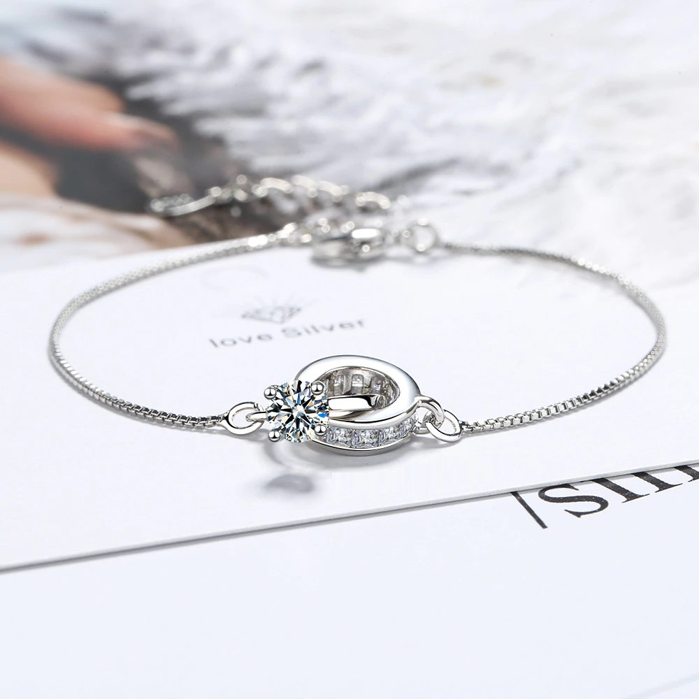 Silberarmband mit Zirkonia, elegantes Design, Damen-Schmuck, Geschenkidee, modisch.