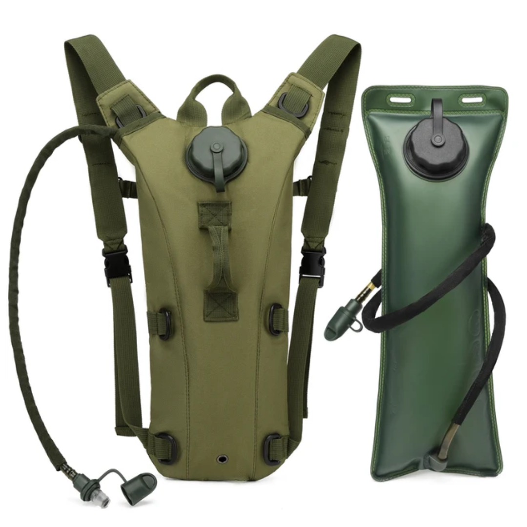 Grüner Trinkrucksack mit Trinkblase, Outdoor-Wandern, Camping, langlebig, leicht, BPA-frei.