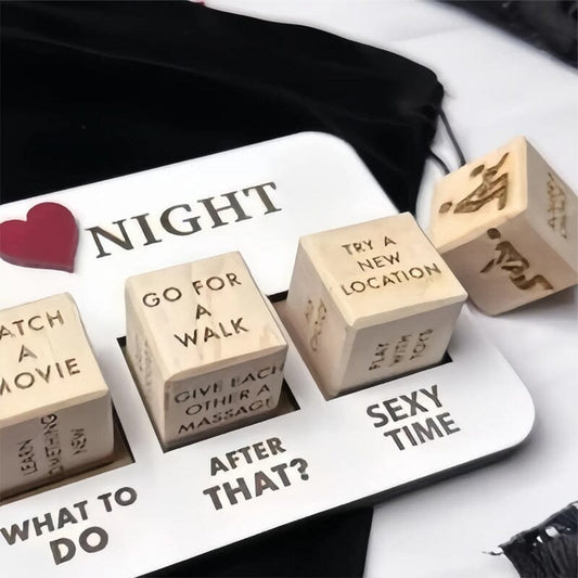 Holzwürfel-Spiel für Paare, romantische Ideen, Date-Night, Geschenk, beige, Textgravur