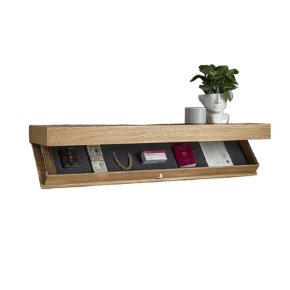 Solid Wood Floating Wall Shelf with Hidden Compartment | Minimalist Design 3
