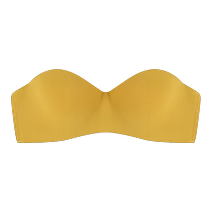 Gelber nahtloser trägerloser Damen-BH, bequem, weich, Sport-Bralette, Unterwäsche.