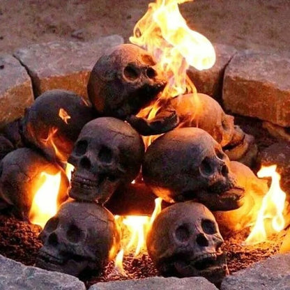 Ceramic Skull Fire Decor — Smoke-Free Flame Accent for Fire Pits 1