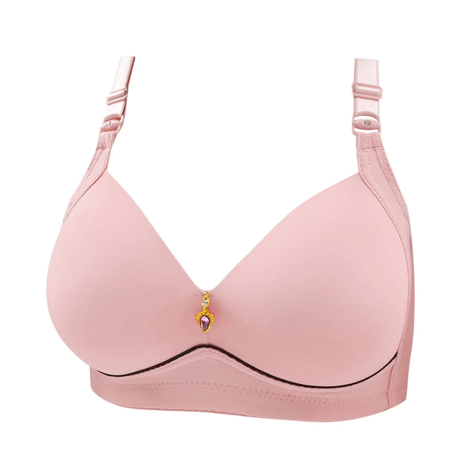 Rosa Push-up-BH mit verstellbaren Trägern und Schmuckdetail, Damenunterwäsche, bequem.