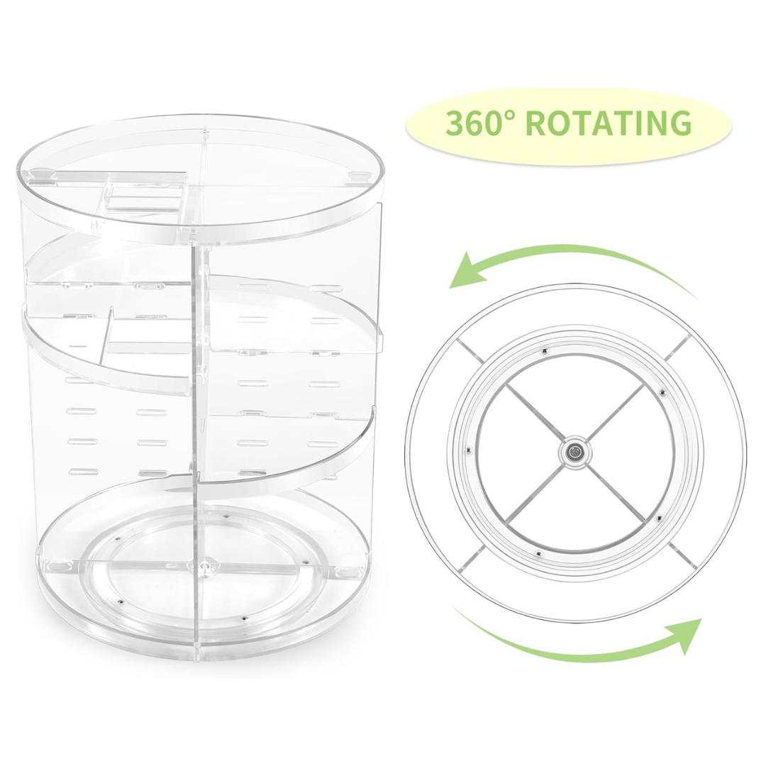 Transparenter, drehbarer Kosmetik-Organizer aus Acryl, 360 Grad, Aufbewahrung, platzsparend.