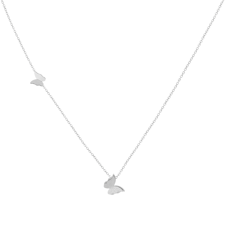 Silberne Schmetterlingskette, zartes Design, Damen-Schmuck, elegantes Accessoire, Geschenkidee.