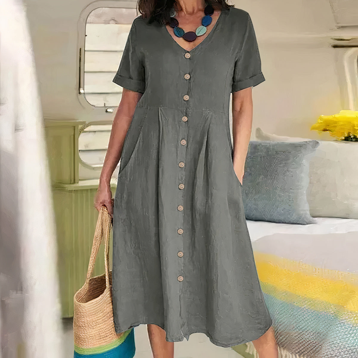 Lässiges Baumwoll‑Leinen‑Sommerkleid – Noor