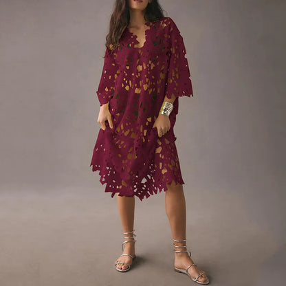 Midikleid mit Blumenmuster und Schnürung – Maelis