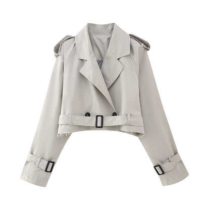 Trendige Kurze Damen-Trenchcoat mit Gürtel – Amelie