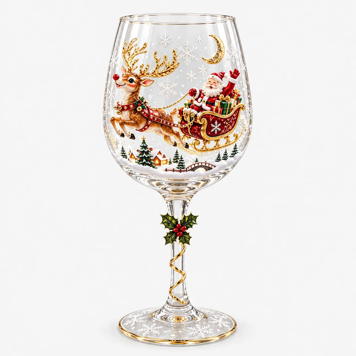 3D Christmas Glassware, Holiday Table Decor Accents