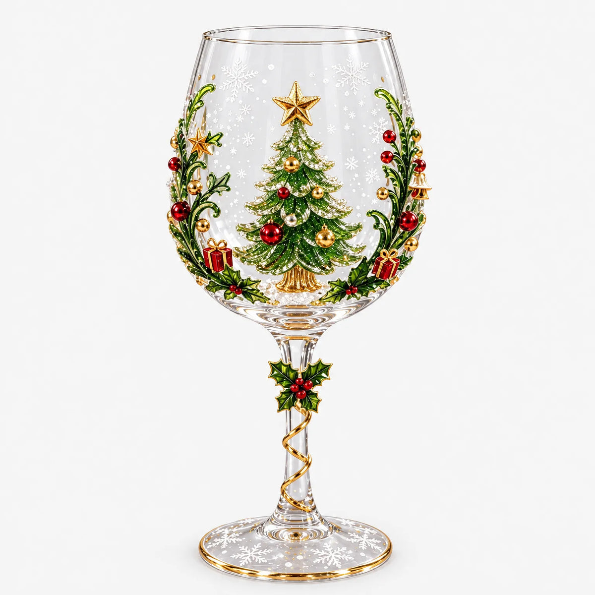 3D Christmas Glassware, Holiday Table Decor Accents