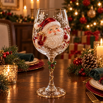 3D Christmas Wine Glasses – Festive Sipping with Holiday Charm