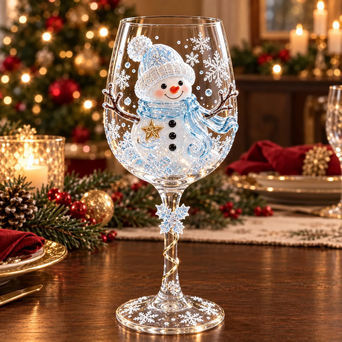 3D Christmas Wine Glasses – Festive Sipping with Holiday Charm