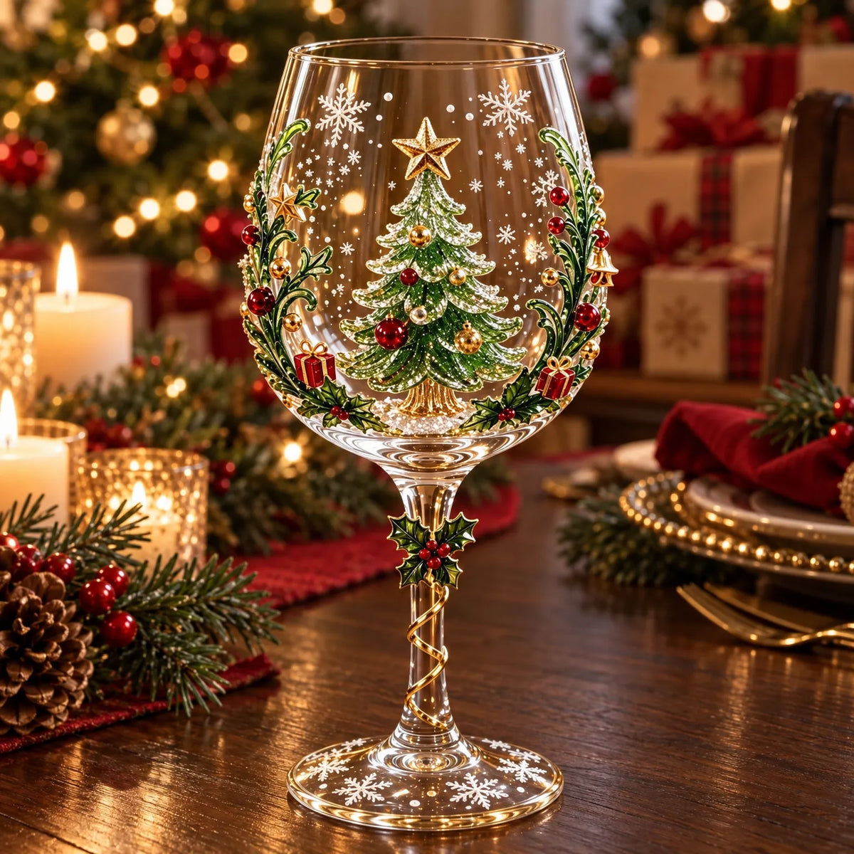 3D Christmas Wine Glasses – Festive Sipping with Holiday Charm