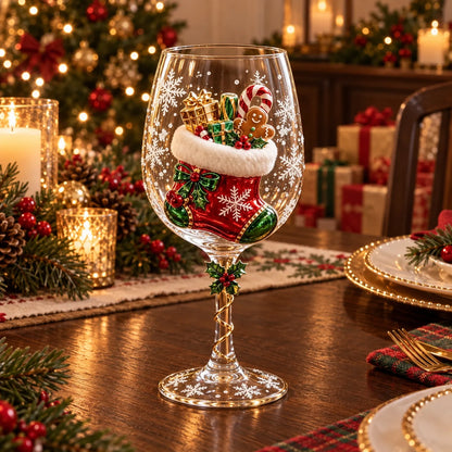 3D Christmas Wine Glasses – Festive Sipping with Holiday Charm