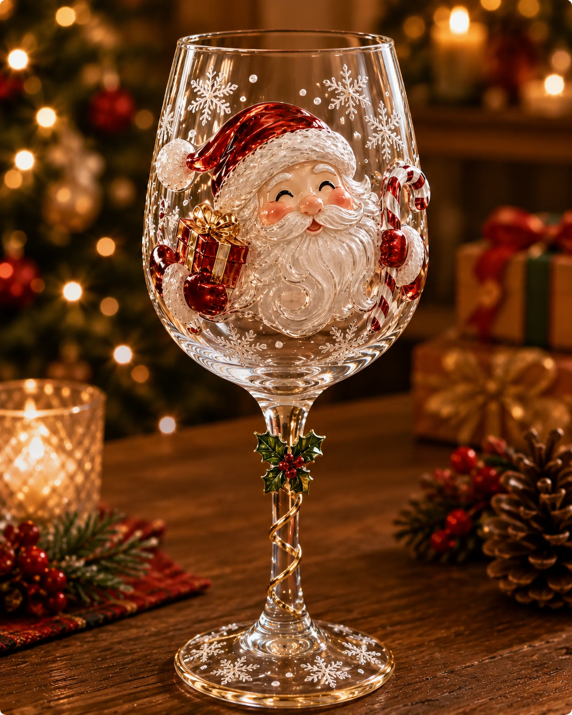 3D Christmas Wine Glasses – Festive Sipping with Holiday Charm