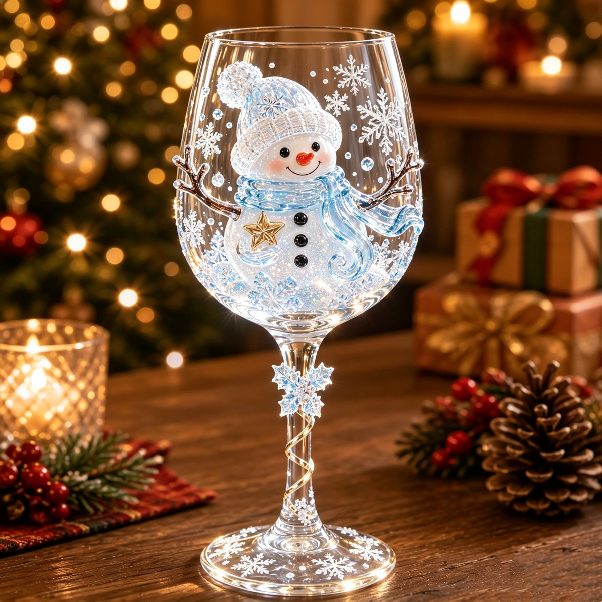 3D Christmas Wine Glasses – Festive Sipping with Holiday Charm