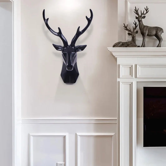 3D Hirschkopf Skulptur, schwarz, Wanddekoration, modernes Design, Wohnzimmer Accessoire