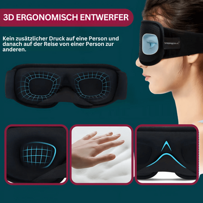 3D ergonomische Schlafmaske, schwarz, Memory-Schaum, für Reisen, Druckentlastung, Komfort.