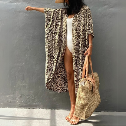 Boho-Chiffon-Strandbluse mit Kimono-Ärmeln – Ziva