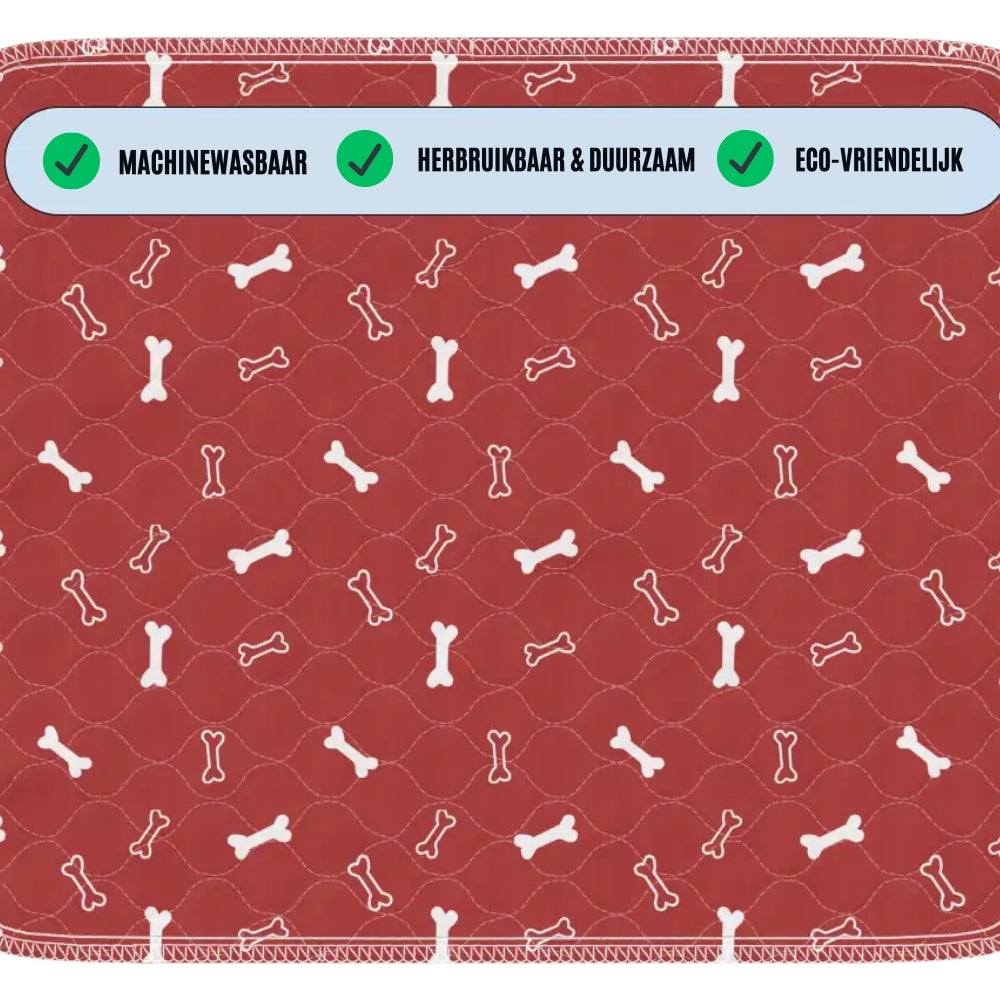 Rote Hundedecke mit Knochenmuster, maschinenwaschbar, wiederverwendbar, umweltfreundlich.