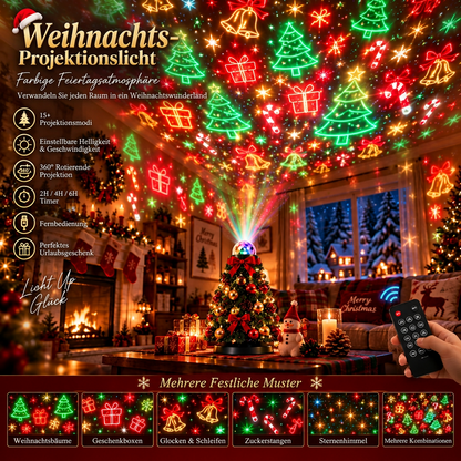LED Weihnachtslichtprojektor mit 15+ Weihnachtsmotiven und Fernbedienung