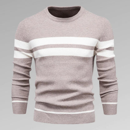 Herren Gestreifter Strickpullover mit Rundhalsausschnitt – Fabio
