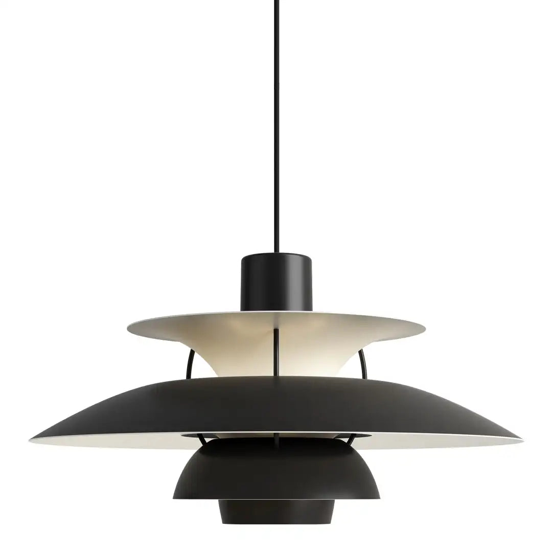 Schwarze Pendelleuchte aus Metall, modernes Design, skandinavischer Stil, Innenbeleuchtung.