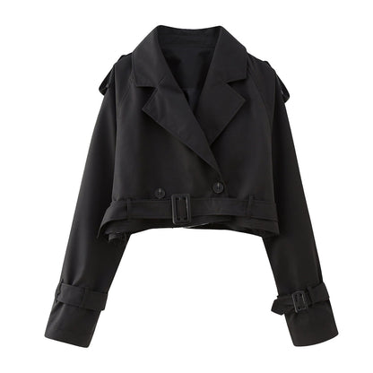 Trendige Kurze Damen-Trenchcoat mit Gürtel – Amelie