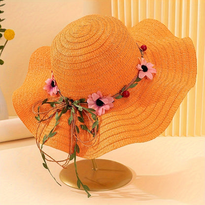 Damen-Sommerstrohhut mit Blumen- und Fruchtverzierung – Solène