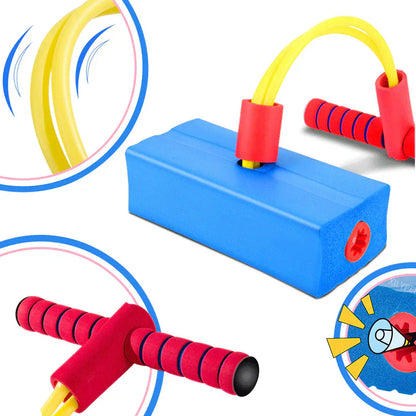 Blauer Schaumstoff-Pogo-Stick für Kinder, Outdoor-Spielzeug, Fitnessgerät, sensorisches Spielzeug.