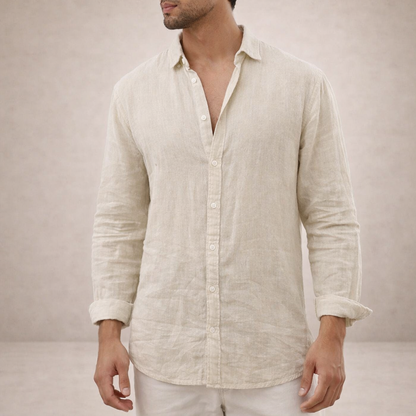 Men's Regular Fit Linen Button-Down Casual Shirt 6