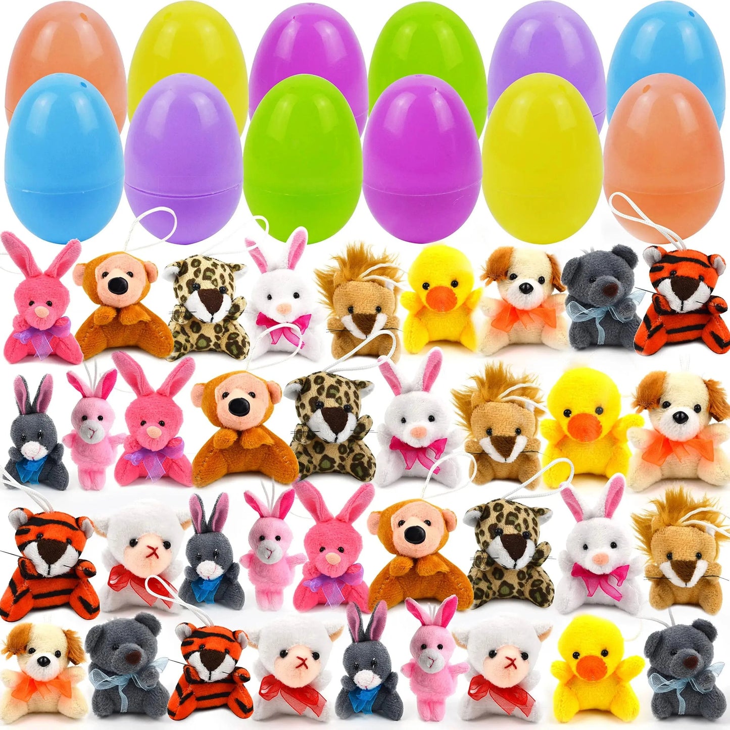 Plüsch-Ostereier mit Mini-Tieren für Kinder – 12er Set Überraschungseier