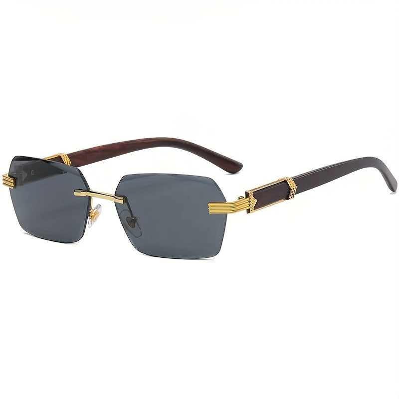 Rahmenlose Sonnenbrille mit rechteckigen Gläsern und Bügeln aus Kunstholz – Verro