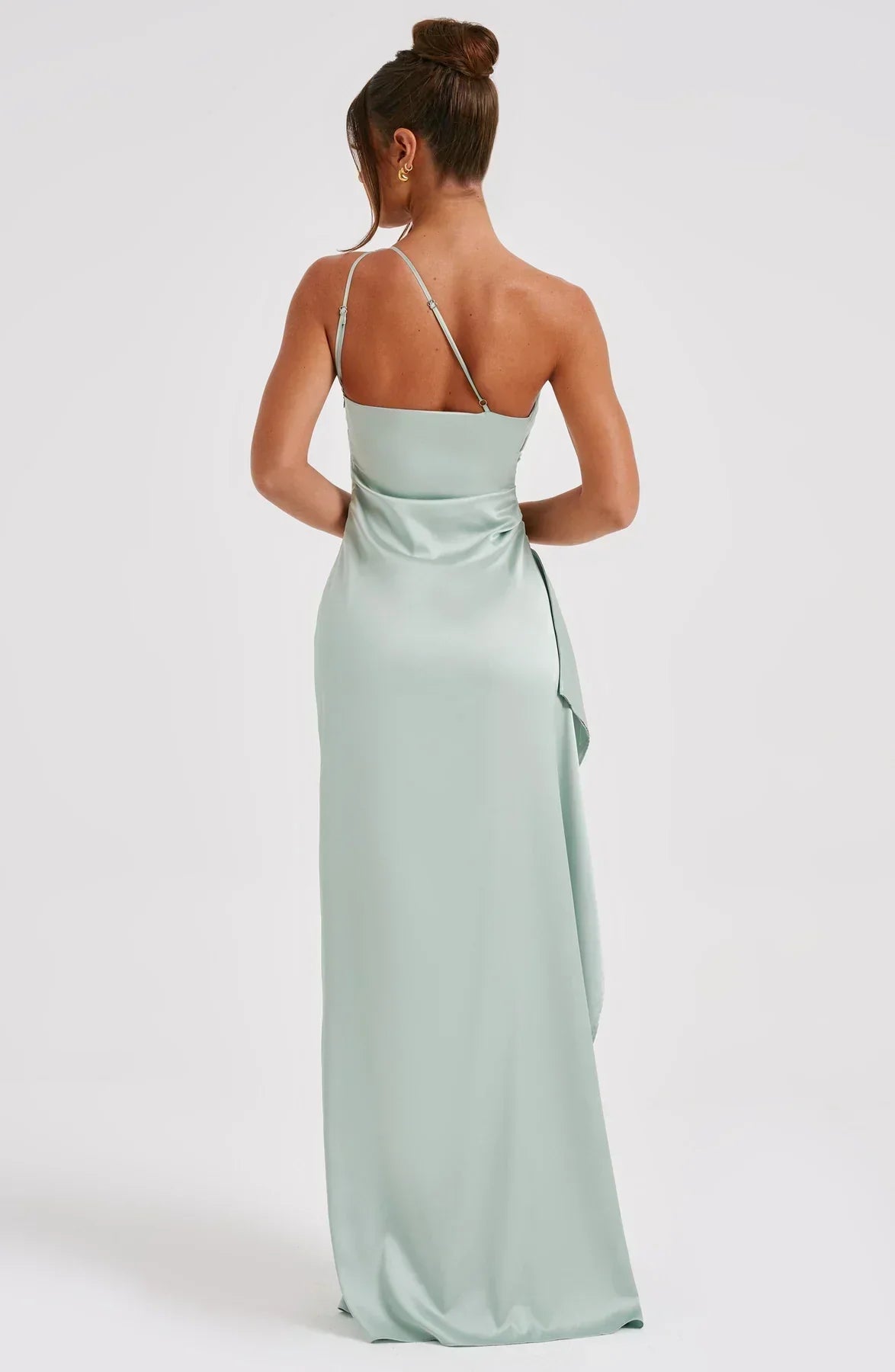 Satinstreifenabendkleid mit einem Schulterträger - Vivienne