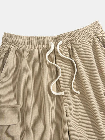 Trendige beige Cord-Cargo-Sommerhose – Tobias