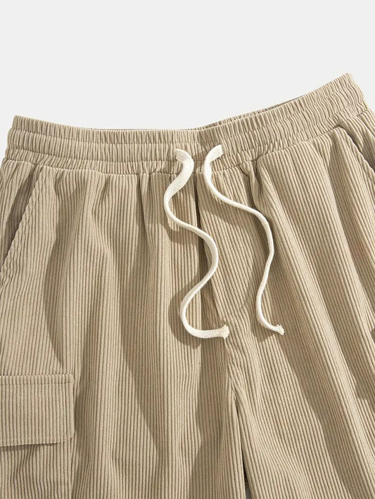 Trendige beige Cord-Cargo-Sommerhose – Tobias
