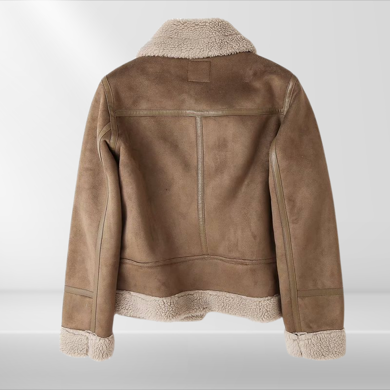 Damen Sherpa Bomberjacke aus Fleece mit Reißverschluss – Amira