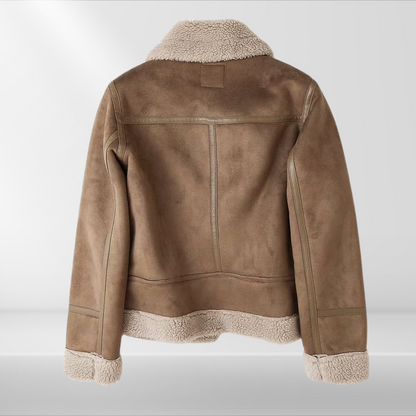 Damen Sherpa Bomberjacke aus Fleece mit Reißverschluss – Amira