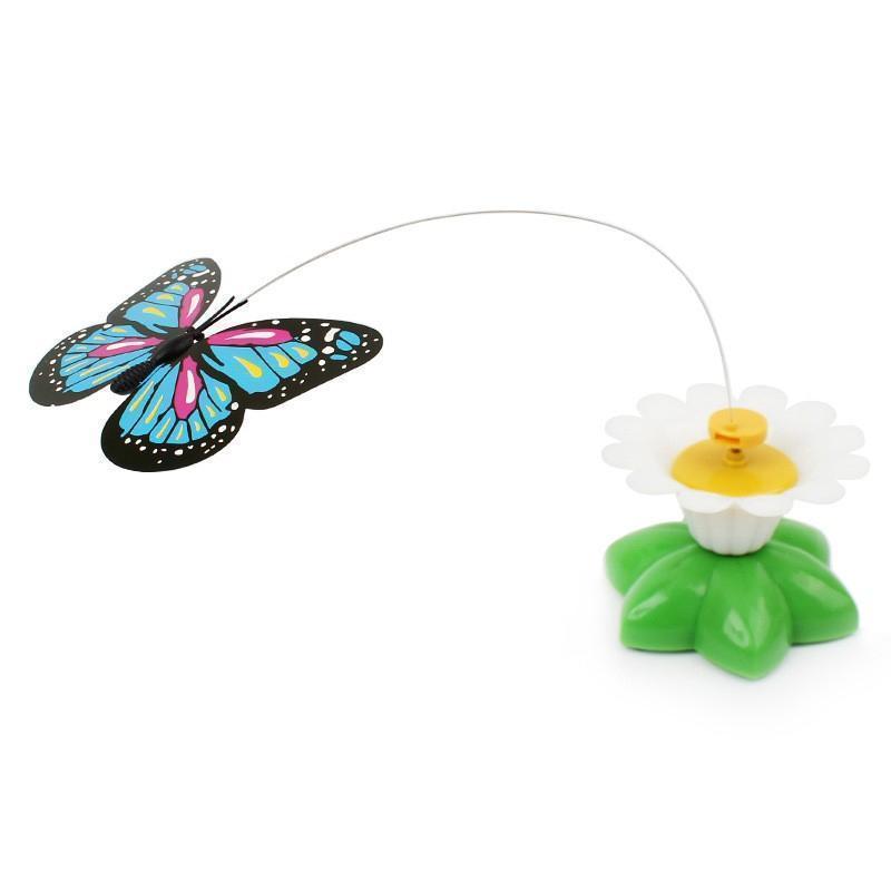 Schmetterlingsspielzeug mit Blume, bunt, Kunststoff, interaktiv, für Katzen.